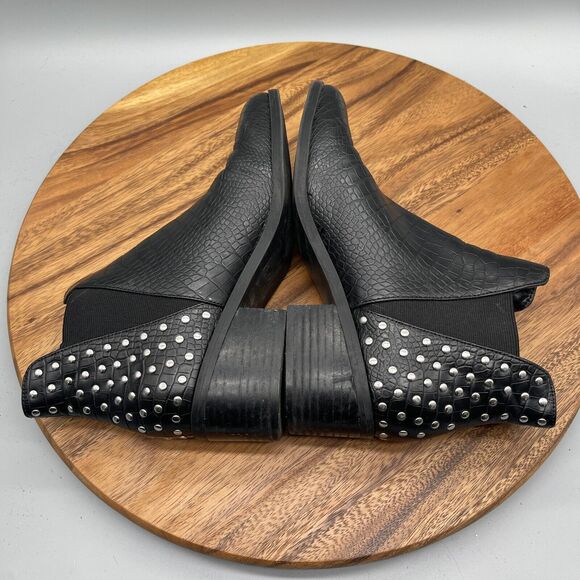 Steve Madden Cyrus Boots Womens Size 8 M Croc Embossed Studded Chelsea Ankle - Picture 6 of 8